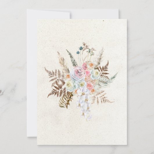Pastel Boho Neutral Floral Voeg Afbeelding toe beh Save The Date (Achterkant)
