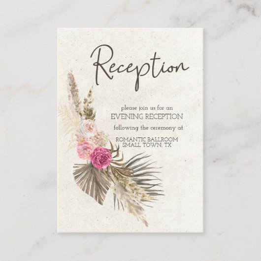 Pastel Boho Neutral Floral Weddenschap Informatiekaartje (Voorkant)