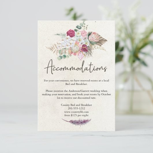 Pastel Boho Neutral Floral Weddenschap Informatiekaartje (Staand voorkant)