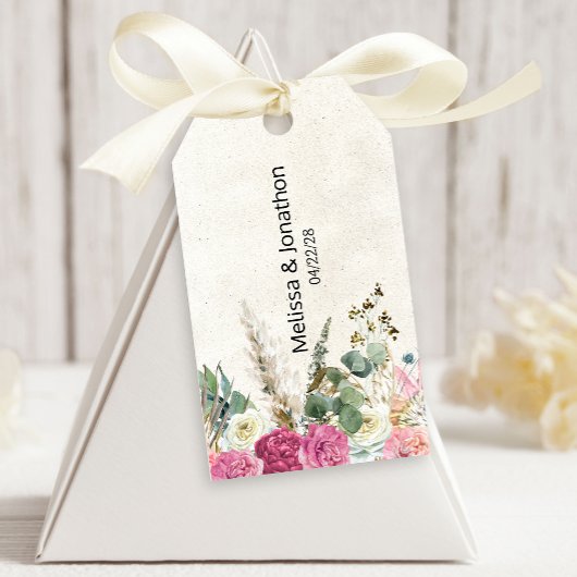 Pastel Boho Neutral Floral Wedding Gift Labels Cadeaulabel