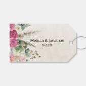 Pastel Boho Neutral Floral Wedding Gift Labels Cadeaulabel (Voorkant (Horizontaal))
