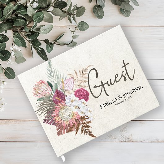 Pastel Boho Neutral Floral Wedding Guest Book Gastenboek