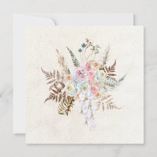 Pastel Boho Neutral Floral Wedding Invitation (Achterkant)