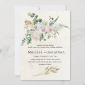 Pastel Boho Neutral Floral Wedding Kaart (Voorkant)
