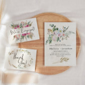 Pastel Boho Neutral Floral Wedding Kaart