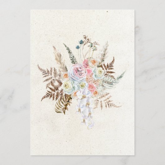 Pastel Boho Neutral Floral Wedding Menu (Achterkant)