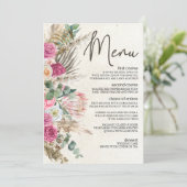 Pastel Boho Neutral Floral Wedding Menu (Staand voorkant)