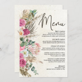Pastel Boho Neutral Floral Wedding Menu
