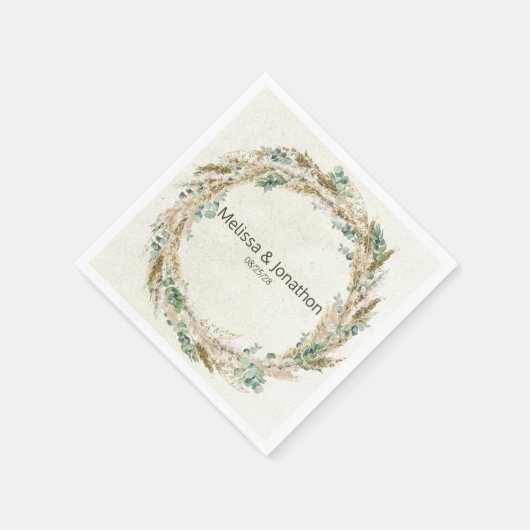 Pastel Boho Neutral Floral Wedding Napkins Servet (Hoek)