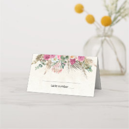 Pastel Boho Neutral Floral Wedding Place Card Plaatskaartje