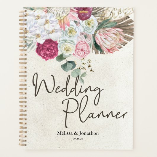 Pastel Boho Neutral Floral Wedding Planner (Voorkant)