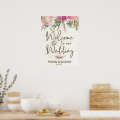 Pastel Boho Neutral Floral Wedding Poster (Keuken)