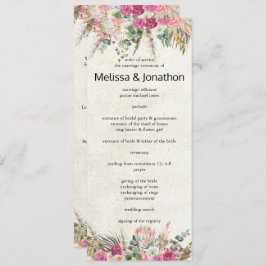 Pastel Boho Neutral Floral Wedding Programme Programmakaart