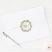 Pastel Boho Neutral Floral Wedding Round Sticker (Envelop)