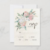 Pastel Boho Neutral Floral Wedding RSVP-kaart RSVP Kaartje (Voorkant)