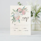 Pastel Boho Neutral Floral Wedding RSVP-kaart RSVP Kaartje (Staand voorkant)