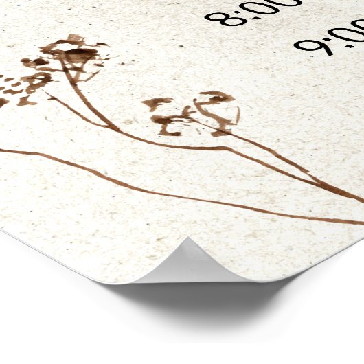 Pastel Boho Neutral Floral Wedding Schedule Poster (Hoek)