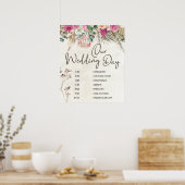 Pastel Boho Neutral Floral Wedding Schedule Poster (Keuken)