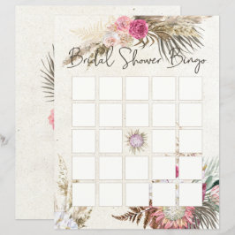 Pastel Boho Neutrale Bloem Bruiloft Bingo