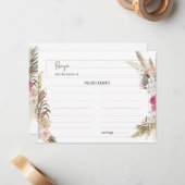 Pastel Boho Neutrale Bloem Bruiloft Receptkaart Notitiekaartje (Voorkant / Achterkant in situ)