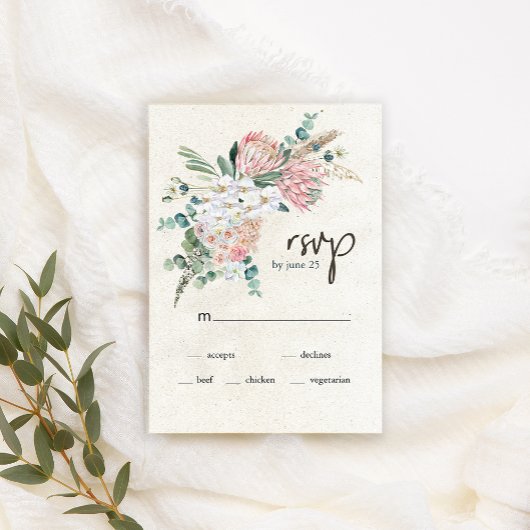 Pastel Boho Neutrale Bloem Bruiloft RSVP Kaart