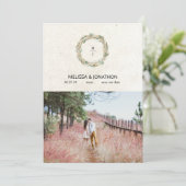 Pastel Boho Neutrale Bloemige Afbeelding Toevoegen Save The Date (Staand voorkant)