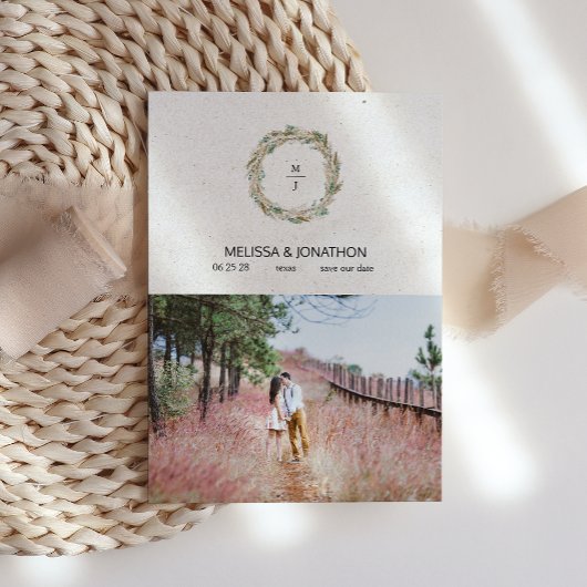 Pastel Boho Neutrale Bloemige Afbeelding Toevoegen Save The Date