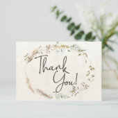 Pastel Boho Neutrale Bloemige Elegante Bedankkaart (Staand voorkant)