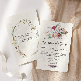 Pastel Boho Neutrale Bloemige Trouw Bijlagekaart Informatiekaartje