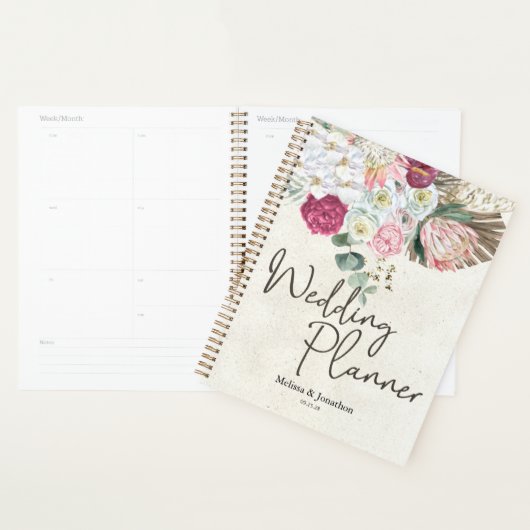 Pastel Boho Neutrale Bloemige Trouwplanner Planner (Display)