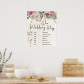 Pastel Boho Neutrale Bloemige Trouwplanning Poster (Keuken)
