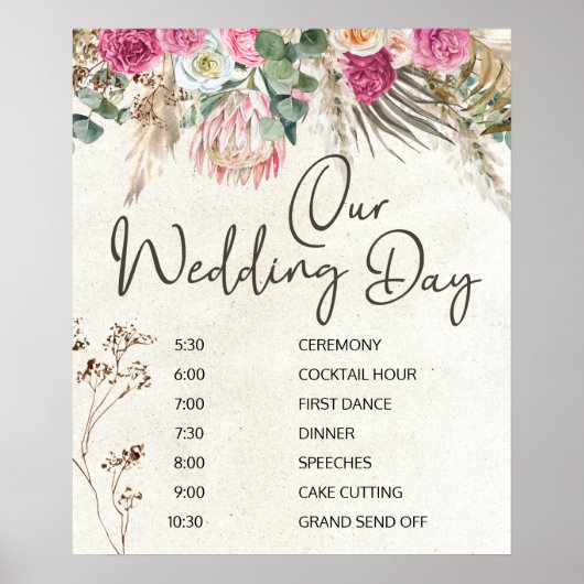 Pastel Boho Neutrale Bloemige Trouwplanning Poster (Voorkant)