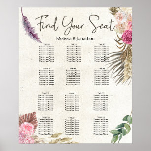 Pastel Boho Neutrale Bloemige Trouwzaalstoelen Cha Poster