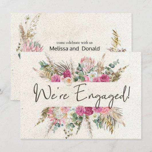 Pastel Boho Neutrale Elegante Trouwkaart (Voorkant / Achterkant)