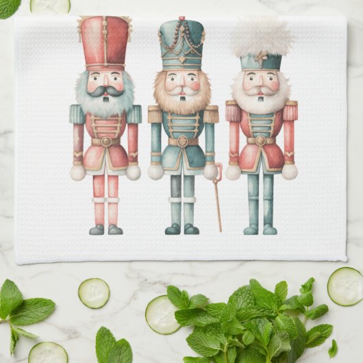 Pastel Boho Notenkraker Script Kerstmis Theedoek (Gevouwen)