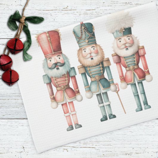 Pastel Boho Notenkraker Script Kerstmis Theedoek