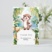 Pastel Boho Otter Verjaardag Bedankkaart (Staand voorkant)