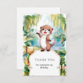 Pastel Boho Otter Verjaardag Bedankkaart (Voorkant / Achterkant)