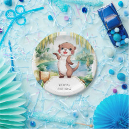 Pastel Boho Otter Verjaardag Papieren Bordje