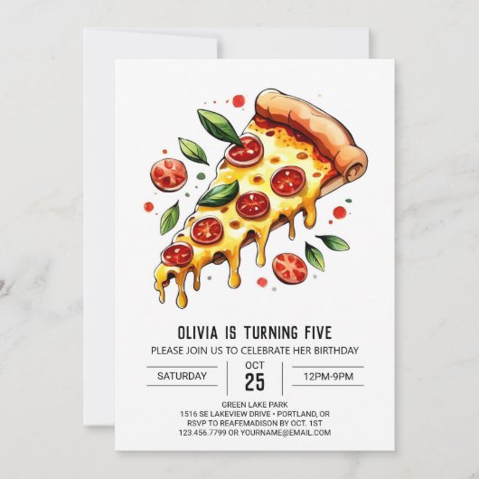 Pastel Boho Pizza Verjaardag Kaart (Voorkant)