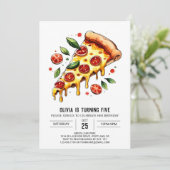 Pastel Boho Pizza Verjaardag Kaart (Staand voorkant)