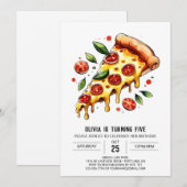 Pastel Boho Pizza Verjaardag Kaart (Voorkant / Achterkant)