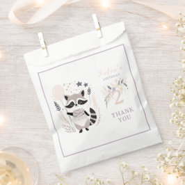 Pastel Boho Raccoon en ballonnen Verjaardag Bedankzakje