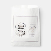 Pastel Boho Raccoon en ballonnen Verjaardag Bedankzakje (Voorkant)