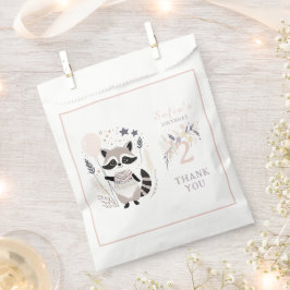 Pastel Boho Raccoon en ballonnen Verjaardag Bedankzakje