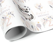 Pastel Boho Raccoon en ballonnen Verjaardag Cadeaupapier (Rol Hoek)