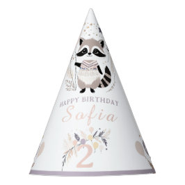 Pastel Boho Raccoon en ballonnen Verjaardag Feesthoedjes