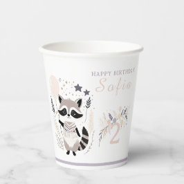 Pastel Boho Raccoon en ballonnen Verjaardag Papieren Bekers