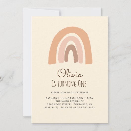 Pastel Boho Rainbow 1e verjaardag Uitnodiging Kaar (Voorkant)
