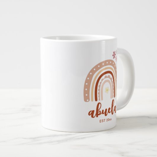 Pastel Boho Rainbow Abuela Taza de Café Establecid Grote Koffiekop (Voorkant rechts)